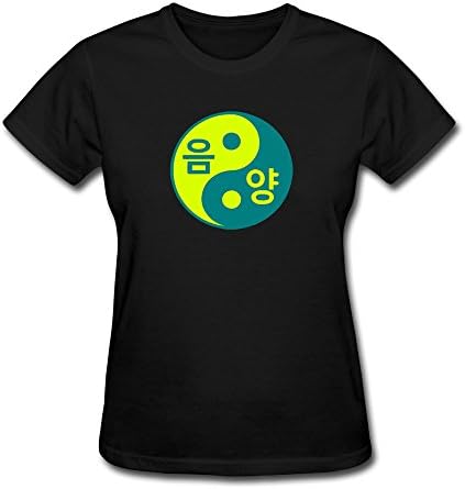 PNHK Women's YinYang Symbol YinYang Korean T Shirt Large Black