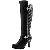 West Blvd Boston Quilted Riding Boots, Black Pu, 7.5