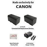 Buy 2 Pack Of Li-Ion Extended Life Replacement Battery for Canon BP-945 BP-941 8000mAh... by Sunset