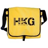 Hong Kong Airport Code HKG China Messenger Bag Yellow Barcode