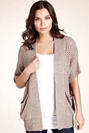 Open Front Longline Pointelle Knit Cardigan