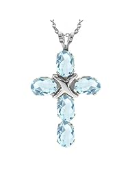 2.15 Ct Oval Sky Blue Aquamarine 925 Sterling Silver Pendant With Chain