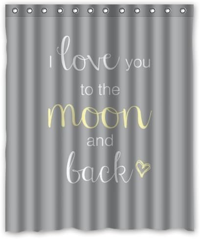 Generic Waterproof Shower Curtain with Funny Saying &amp; Quotes: I Love You to the Moon and Back Design 60" x 72"