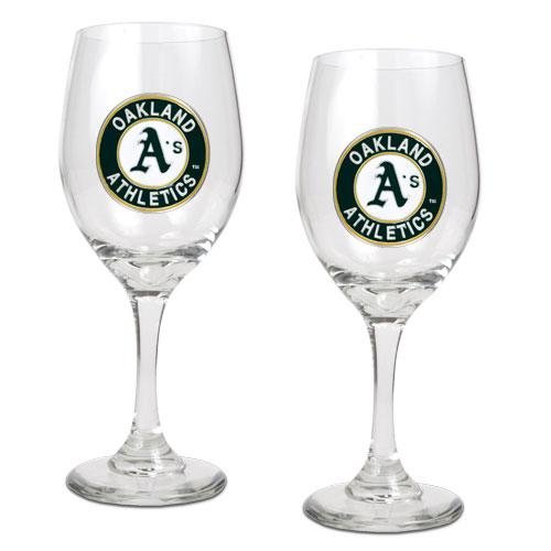 Oakland Athletics MLB 2pc Wine Glass Set - Primary Logo