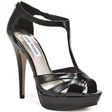 Steve Madden Women's Haylow T-Strap Sandal,Black Patent,9.5 M US