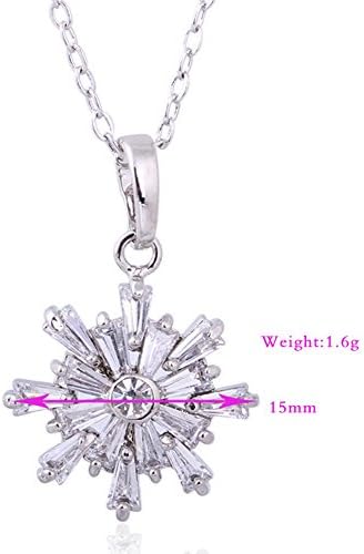 Exwking Exquisite Snowflake Pendant Necklace Inlay Cubic-Zirconia Sweater&amp;Clavicle Chain (white-gold-plated)