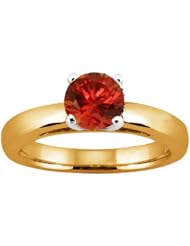 0.80 Ct Round Cognac Red SI1/SI2 Diamond 14K Yellow Gold Solitaire Ring