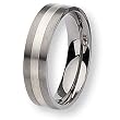 Sterling Silver Inlaid Brushed Titanium Ring (6.0 mm) - Sizes 6-13