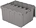 Akro-Mils 39175 Industrial Plastic Storage Tote with Hinged Attached Lid, (21.5-Inch L by 15-Inch W by 17-Inch H), Gray, (4-Pack)
