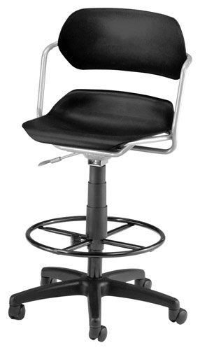 OFM 200-DK-A02-BLACK Armless Plastic Swivel Stool-Black