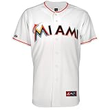 MLB Mens Miami Marlins Jose Reyes White Home Short Sleeve 6 Button Synthetic Replica Baseball Jersey By Majestic
