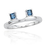 14K White Gold 3/4 ct. Princess Cut Blue Diamond Wrap