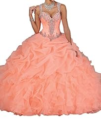A-line  Sheer   Beaded Spaghetti Strap Organza  Ball Gown Quinceanera Dress  With Rhinestones and Pearls