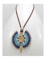 Mixed Artificial Suede Leather Necklace In Brass