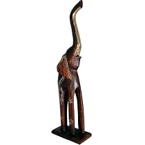 Elephant Sculpture with Gold Eggshell Detail - 24"