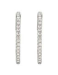 14K White Gold Diamond Hoop Earrings - 1.00 Ct. -- LIFETIME WARRANTY
