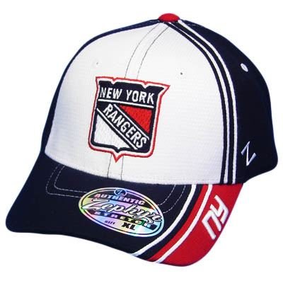 NHL NEW YORK RANGERS WHITE BLUE FLEX FIT XL XLG HAT CAP