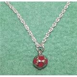 Sterling Silver Soccer Ball Necklace (Red)