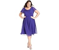 Plus Size Pleated Knee Length Chiffon Evening Dress 