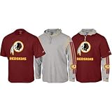 Washington Redskins Short Sleeve T-shirt and Long Sleeve Hoodie Tee 3-In-1 Combo