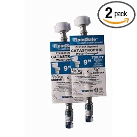 Watts MFS SCT9-614W FloodSafe 3/8-by-7/8-by-9-Inch Toilet Connector, 2-Pack