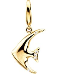 14K Yellow Gold Diamond Angel Fish Charm - 0.03 Ct. -- LIFETIME WARRANTY