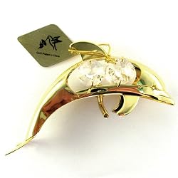 Dolphin Porpoise Night Light 24k Gold Plated W Crystals
