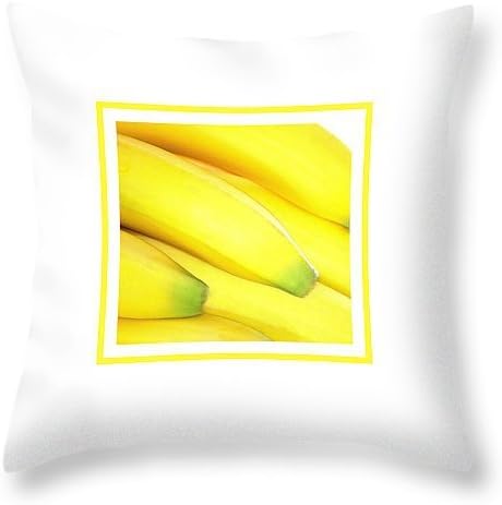 Banana Yellow Fruit Print Throw Cushion Case Cover White 20"x20"