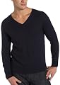 Red Moon Men's 100% Merino Wool Long Sleeve V-Neck Pullover Sweater, Dark Navy, Medium
