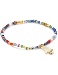 Mercedes Salazar "Milagritos" Gold-Plated Milagrito Hand African Beaded Elastic Bracelet
