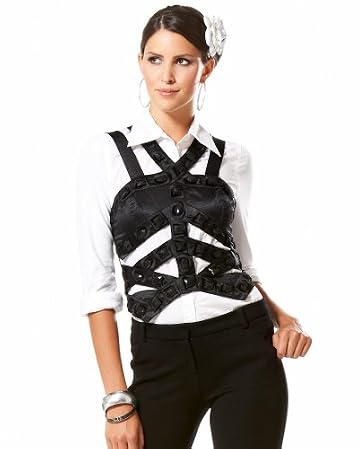 bebe Beaded Strap Silk Bustier from bebe.com