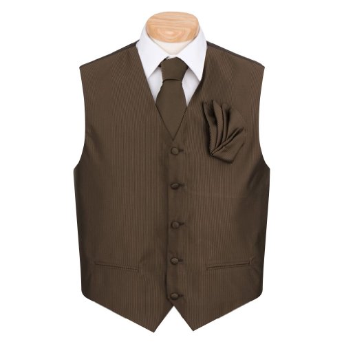 Men's - Brown - Formal Vest, Necktie and Hanky Set