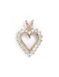14K Yellow Gold Diamond Heart Pendant (chain NOT included)