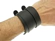 Black Leather Wide Double Strap Cuff Wrap Around Gothic Wristband Bracelet With 2 Buckle Fastening - 14