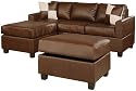 Furniture online: Bobkona Jr. Soft-Touch Reversible Bonded Leather Match 3-Piece Sectional Sofa Set, Walnut