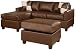 Bobkona Jr. Soft-Touch Reversible Bonded Leather Match 3-Piece Sectional Sofa Set, Walnut