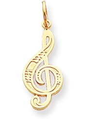 10K Gold Treble Clef Music Notes Charm Musical Pendant