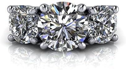 Charles &amp; Colvard Forever Brilliant Moissanite Three Stone Engagement Ring 4 CTW