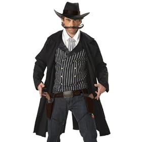 Mens Adult day Costumes Western Rustler Cowboy Gunfighter poet Earp Costume Theme Party Outfit