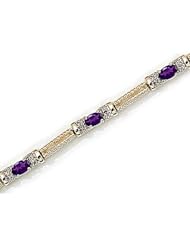 10kt Yellow Gold Oval Amethyst and Diamond Bracelet