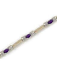 14kt Yellow Gold Oval Amethyst and Diamond Bracelet