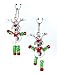 Dangle Red Nosed Reindeer Christmas Earrings - Accented with Red and Green Beads
