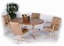 5pc Dining Table & Chairs Set Light Brown Microfiber Natural Oak Finish