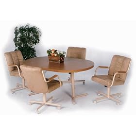 5pc Dining Table and Chairs Set Light Brown Microfiber Natural Oak Finish by visiondecor Furniture