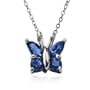 Sterling Silver Sapphire Butterfly Pendant, 18"