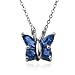 Sterling Silver Sapphire Butterfly Pendant, 18"
