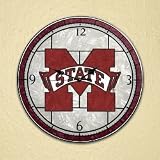 Mississippi State Bulldogs 12 Art Glass Clock