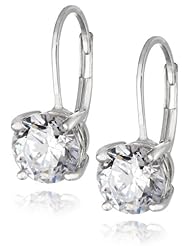 Sterling Silver Swarovski Zirconia 3 cttw Leverback Earrings