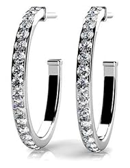 1.50 ct Ladys Round Cut Diamond Hoop Earrings in 18 karat White Gold