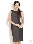Panelled Body-Con Dress With Boatneck-Black-8